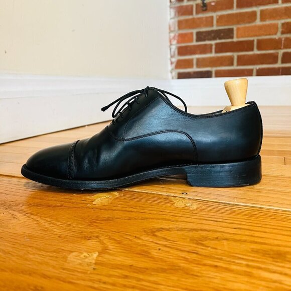Salvatore Ferragamo Black Leather Cap Toe Oxford Dress Shoes US 9 Made in Italy main image 4